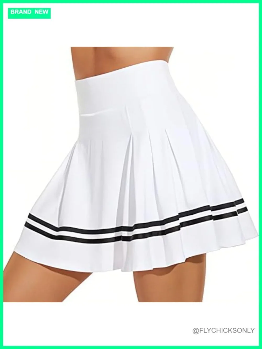 Women High Waist Pleated Tennis Skirt Built-in Shorts 2 Pockets